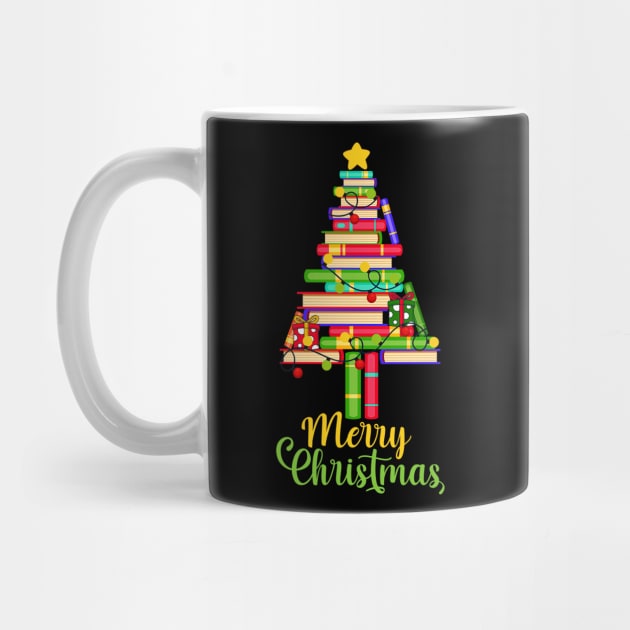 Merry Christmas Tree Shirt Love reading books Librarian by wfmacawrub